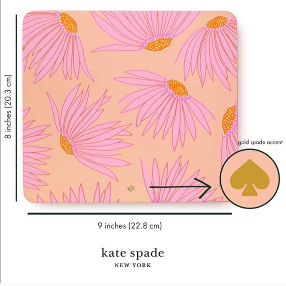 Kate Spade Falling Flower Leatherette Front non-slip back Mouse Pad - NWT - Picture 2 of 4